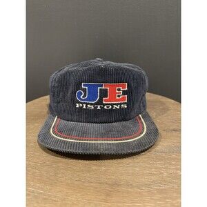 Vintage JE Pistons Corduroy Hat Cap Snapback Gray Embroidered Adjustable Rare